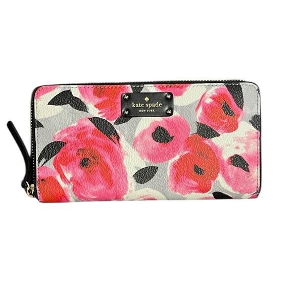 kate spade Handbags - Kate Spade Grove Street Printed Rosebed Continental Zip Around Wallet